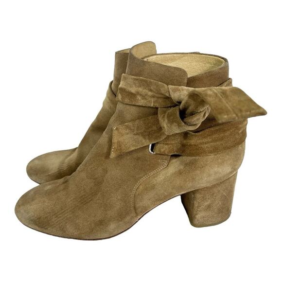 Rag & Bone Suede Block Heel Dahlia Ankle Tie Bootie 39 1/2 /9.5 (runs small) - Picture 7 of 8